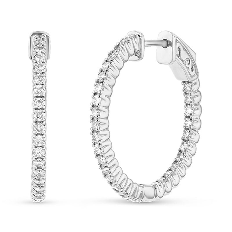 1 CT. T.W. Diamond Inside-Out Hoop Earrings in 14K White Gold | Zales