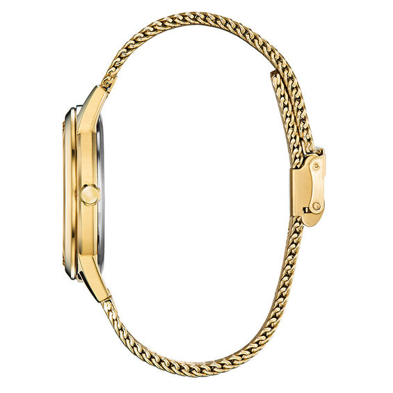 Ladies' Citizen Eco-DriveÂ® Captain Marvel Gold-Tone Mesh Watch with Blue Dial (Model: Fe7062-51W)