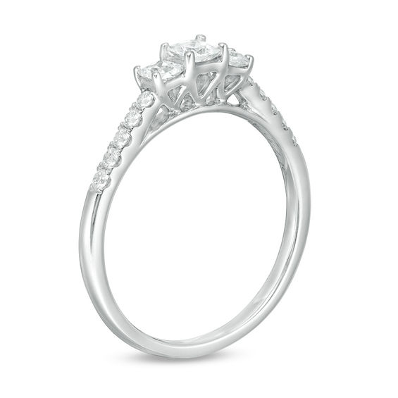1/2 CT. T.w. Princess-Cut Diamond Past Present FutureÂ® Engagement Ring in 10K White Gold