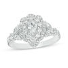 Thumbnail Image 1 of 1-1/4 CT. T.W. Certified Pear-Shaped Diamond Double Scalloped Frame Engagement Ring in 14K White Gold (I/SI2)