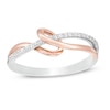 Thumbnail Image 1 of 1/8 CT. T.W. Diamond Loop Split Shank Ring in Sterling Silver and 10K Rose Gold
