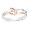 Thumbnail Image 1 of 1/8 CT. T.W. Diamond Loop Split Shank Ring in Sterling Silver and 10K Rose Gold