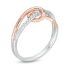 Thumbnail Image 2 of 1/8 CT. T.W. Diamond Loop Split Shank Ring in Sterling Silver and 10K Rose Gold