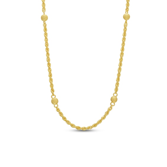 Made in Italy 2.2mm Multi-Finish Puntinato Bead Station Necklace in 14K Gold