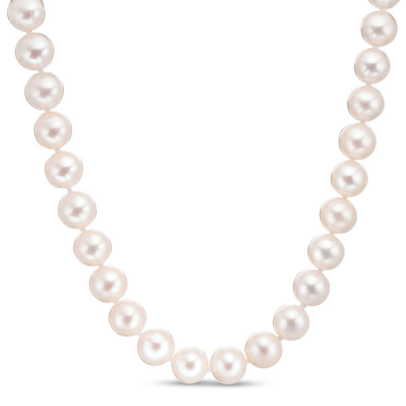 6.0-10.0mm Cultured Freshwater Pearl Station Double Strand Necklace in  Sterling Silver | Zales