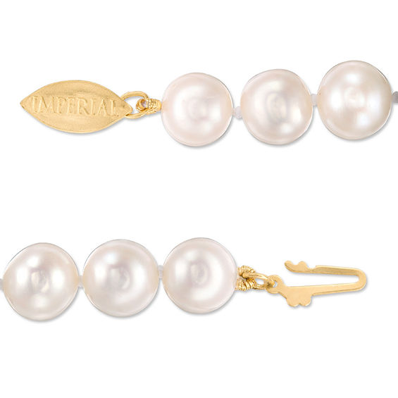 ImperialÂ® 7.0-8.0mm Freshwater Cultured Pearl Strand Bracelet with 14K Gold Fish-Hook Clasp-7.5"