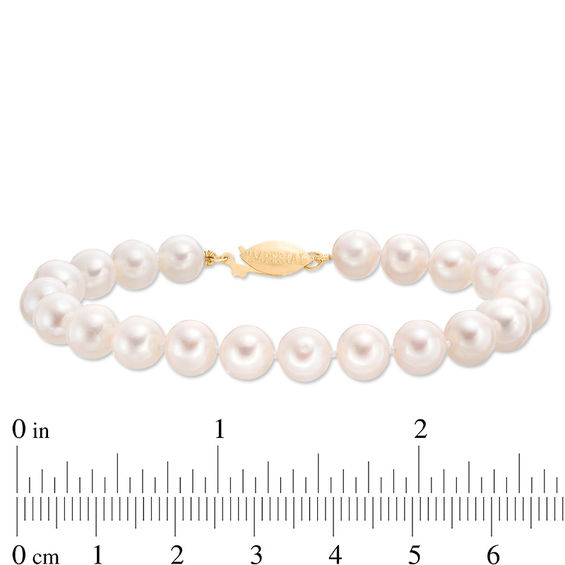 ImperialÂ® 7.0-8.0mm Freshwater Cultured Pearl Strand Bracelet with 14K Gold Fish-Hook Clasp-7.5"