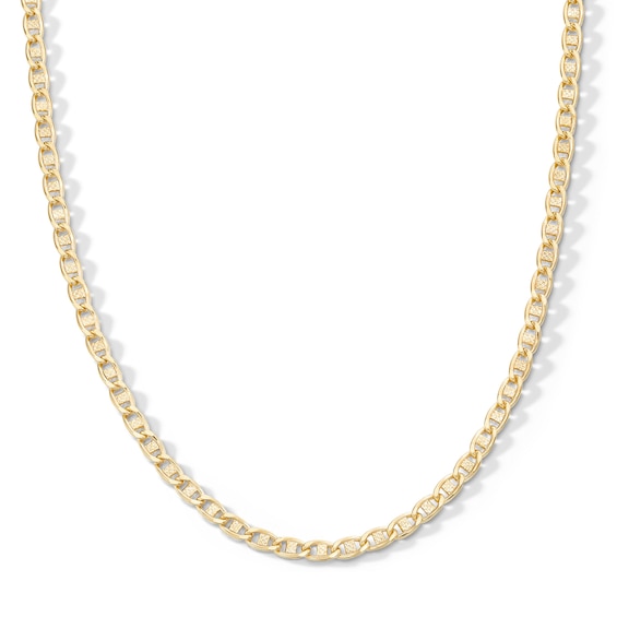 10K Hollow Gold Diamond-Cut Mariner Chain Made in Italy - 20"