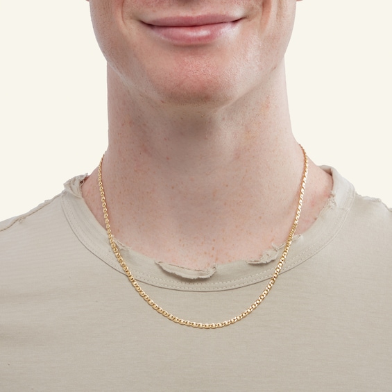 10K Hollow Gold Diamond-Cut Mariner Chain Made in Italy - 20"