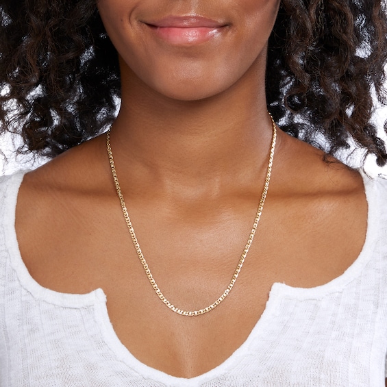 10K Hollow Gold Diamond-Cut Mariner Chain Made in Italy - 20"