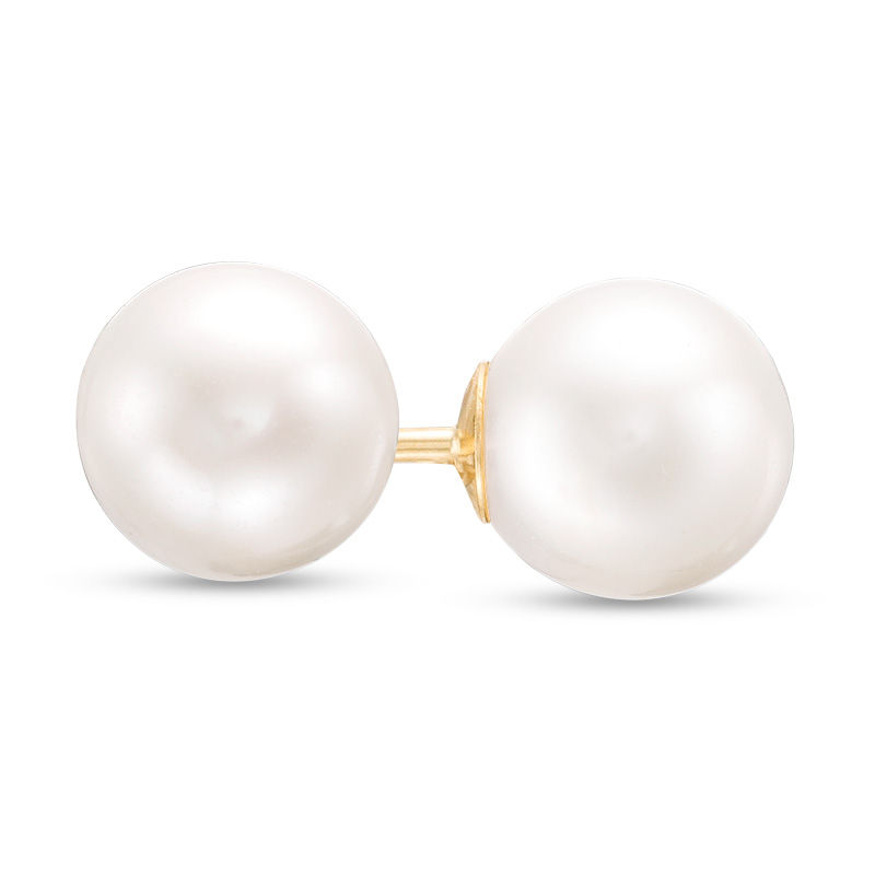 Main Image 1 of IMPERIAL® 7.0-7.5mm Freshwater Cultured Pearl Stud Earrings in 14K Gold