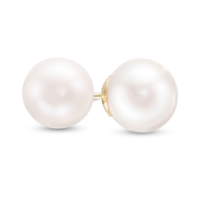 IMPERIAL® 9.0-9.5mm Cultured Freshwater Pearl Stud Earrings in 14K Gold