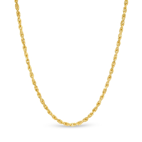 2.4mm Diamond-Cut Glitter Rope Chain Necklace in 10K Gold - 20"