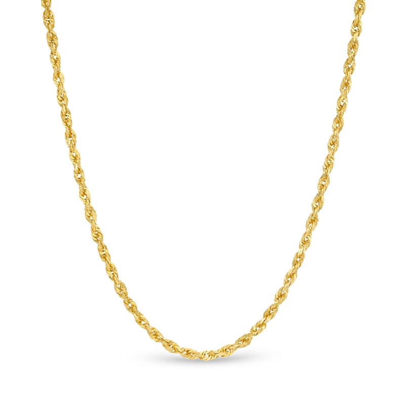 Main Image 1 of 2.4mm Diamond-Cut Glitter Rope Chain Necklace in 10K Gold - 20"