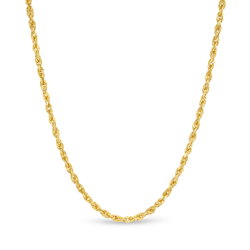 2.4mm Diamond-Cut Glitter Rope Chain Necklace in 10K Gold - 20"