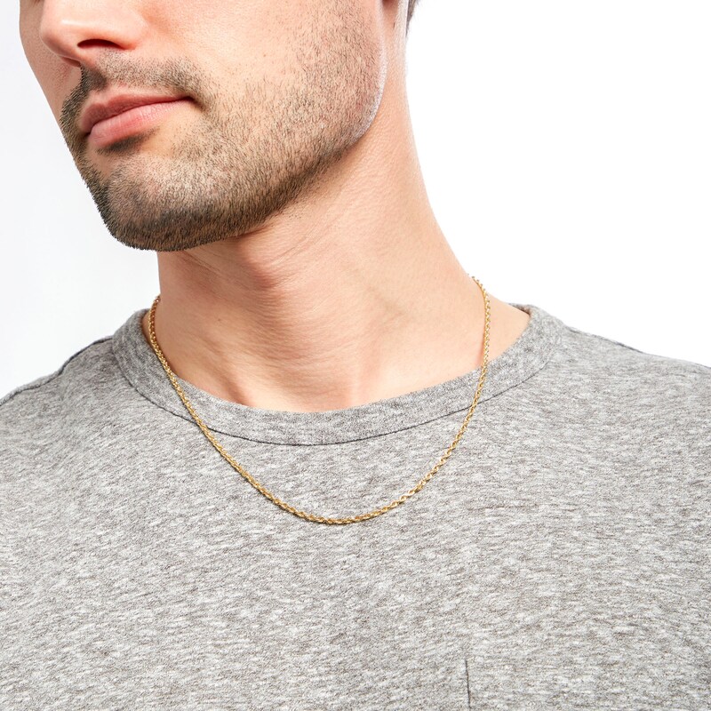 Main Image 3 of 2.4mm Diamond-Cut Glitter Rope Chain Necklace in 10K Gold - 20"