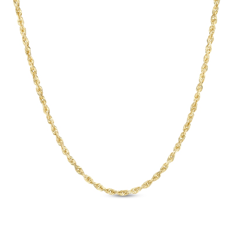 Main Image 1 of Men's 2.4mm Diamond-Cut Glitter Rope Chain Necklace in Solid 10K Gold - 22"