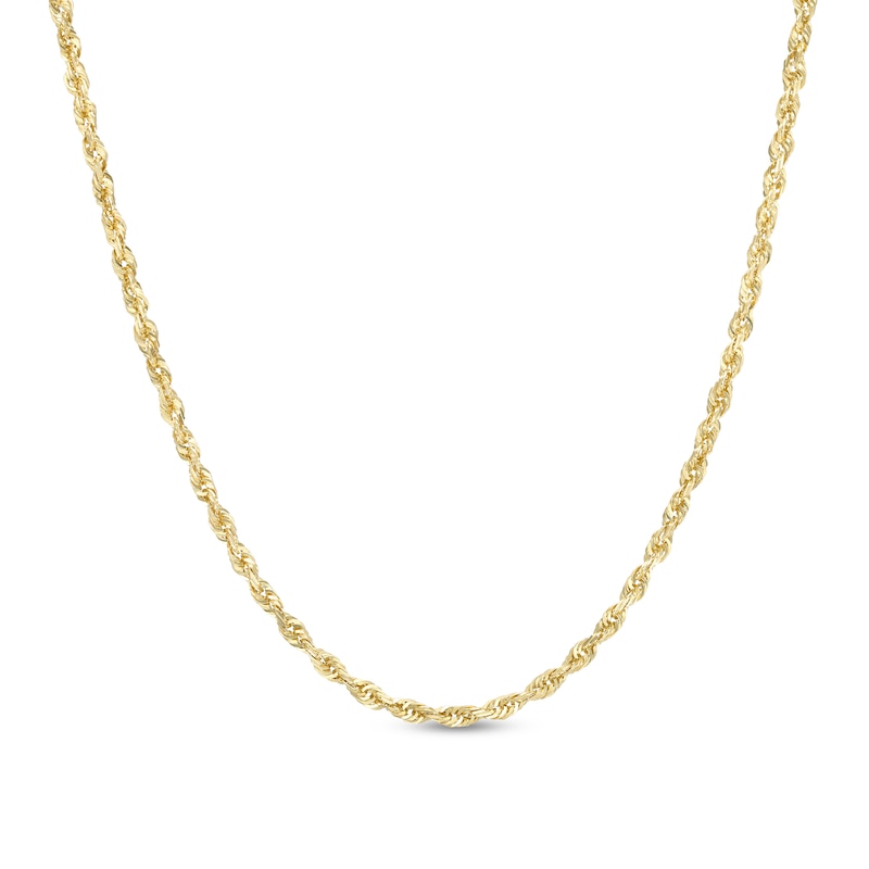 Men's 2.4mm Diamond-Cut Glitter Rope Chain Necklace in Solid 10K Gold - 22"