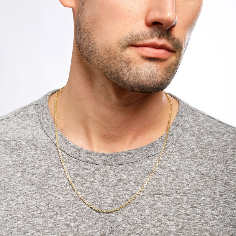 Main Image 2 of Men's 2.4mm Diamond-Cut Glitter Rope Chain Necklace in Solid 10K Gold - 22"