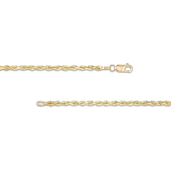 Men's 2.4mm Diamond-Cut Glitter Rope Chain Necklace in Solid 10K Gold - 22"