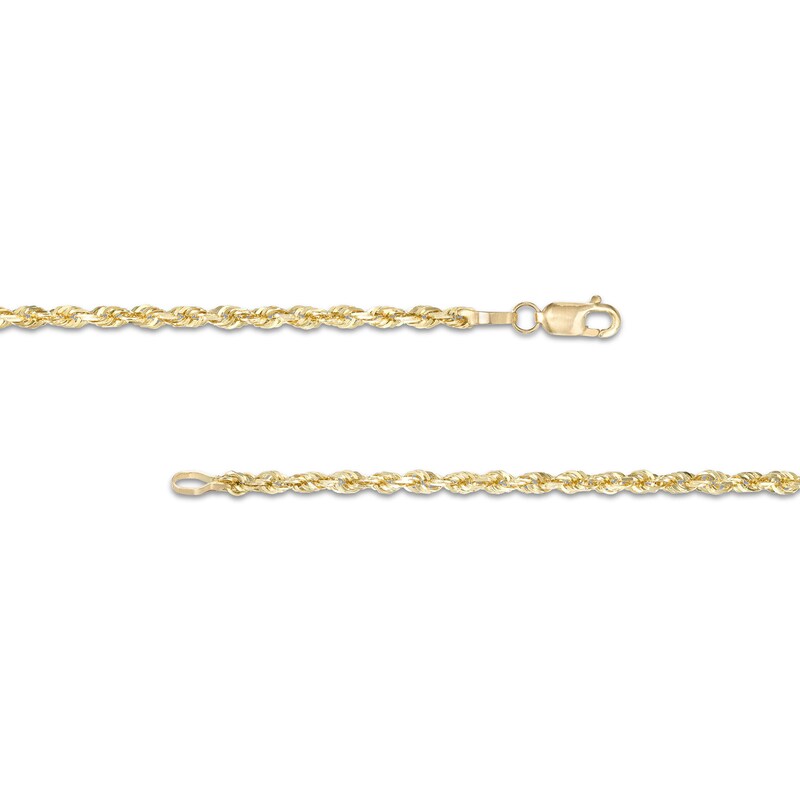Main Image 3 of Men's 2.4mm Diamond-Cut Glitter Rope Chain Necklace in Solid 10K Gold - 22"