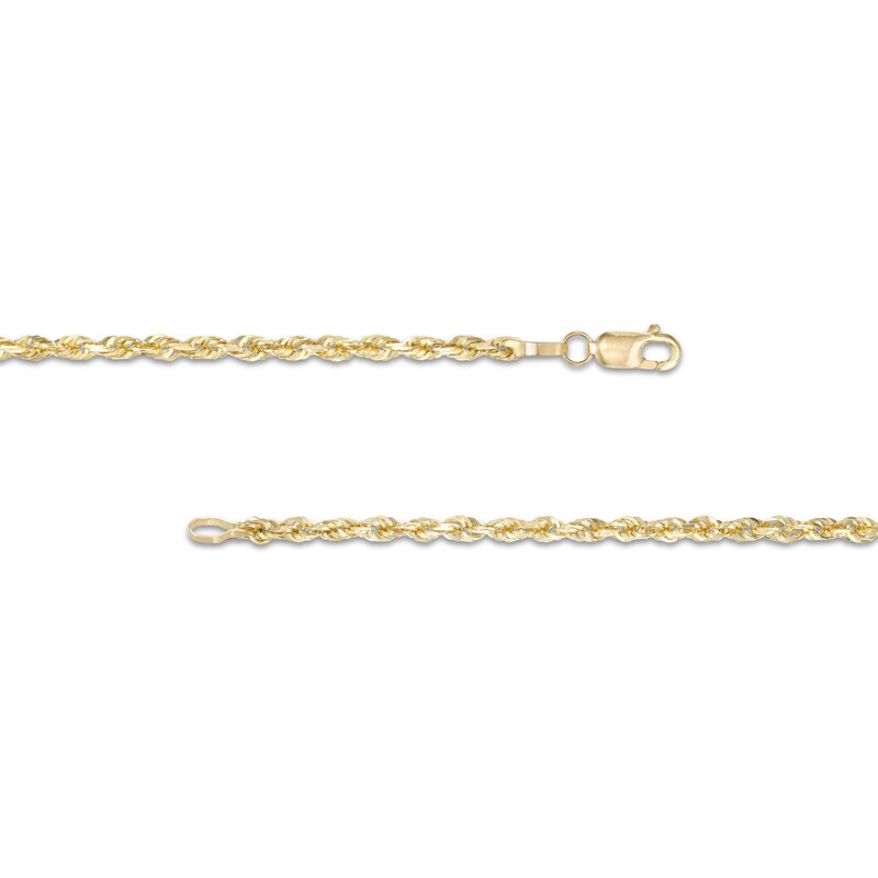 Men's 2.4mm Diamond-Cut Glitter Rope Chain Necklace in Solid 10K Gold - 22"