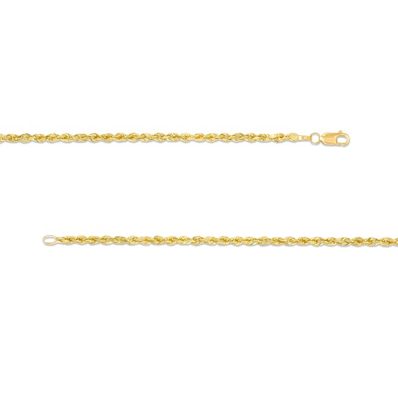 Men's 2.4mm Diamond-Cut Glitter Rope Chain Necklace in Solid 10K Gold - 24"