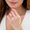 Thumbnail Image 1 of Rose de France Amethyst and 1/2 CT. T.W. Diamond Double Frame Split Shank Ring in 14K Rose Gold