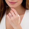 Thumbnail Image 2 of Rose de France Amethyst and 1/2 CT. T.W. Diamond Double Frame Split Shank Ring in 14K Rose Gold