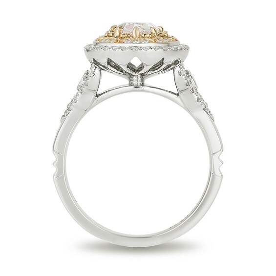 Enchanted Disney Aladdin 1-1/2 CT. T.w. Oval Diamond Double Frame Engagement Ring in 14K Two-Tone Gold