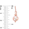Thumbnail Image 3 of IMPERIAL® 9.0-10.0mm Pink Freshwater Cultured Pearl and Bead Drop Earrings in 14K Rose Gold