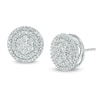 Thumbnail Image 1 of 1/10 CT. T.W. Composite Diamond Double Frame Stud Earrings in Sterling Silver