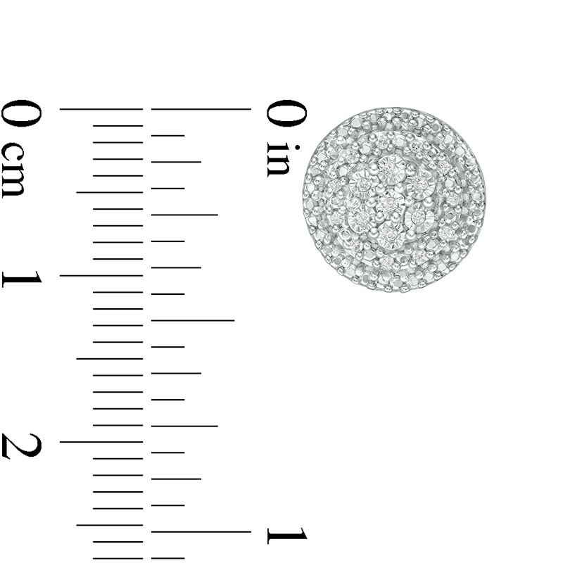 Main Image 3 of 1/10 CT. T.W. Composite Diamond Double Frame Stud Earrings in Sterling Silver