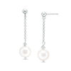 Thumbnail Image 0 of IMPERIAL® 9.0-10.0mm Cultured Freshwater Pearl and Disco Bead Chain Drop Earrings in Sterling Silver