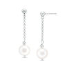 Thumbnail Image 1 of IMPERIAL® 9.0-10.0mm Freshwater Cultured Pearl and Disco Bead Chain Drop Earrings in Sterling Silver