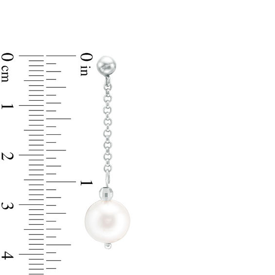 ImperialÂ® 9.0-10.0mm Freshwater Cultured Pearl and Disco Bead Chain Drop Earrings in Sterling Silver