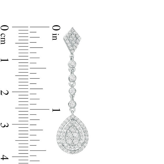 1 CT. T.w. Composite Diamond Multi-Shape Frame Drop Earrings in 10K White Gold
