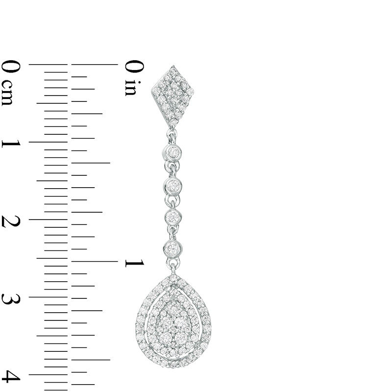 1 CT. T.W. Composite Diamond Multi-Shape Frame Drop Earrings in 10K White Gold