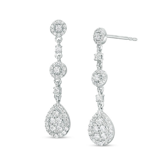 3/4 CT. T.w. Composite Diamond Teardrop Earrings in 10K White Gold
