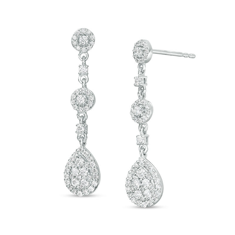 3/4 CT. T.W. Composite Diamond Teardrop Earrings in 10K White Gold