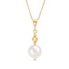 Thumbnail Image 1 of IMPERIAL® 8.5-9.0mm Freshwater Cultured Pearl and Diamond-Cut Bead Drop Pendant in 14K Gold