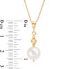 Thumbnail Image 2 of IMPERIAL® 8.5-9.0mm Freshwater Cultured Pearl and Diamond-Cut Bead Drop Pendant in 14K Gold