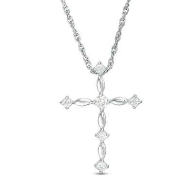 1/10 CT. T.W. Diamond Cross Pendant in 