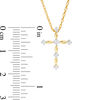 Thumbnail Image 3 of 1/10 CT. T.W. Diamond and Rice Bead Cross Pendant in 10K Gold