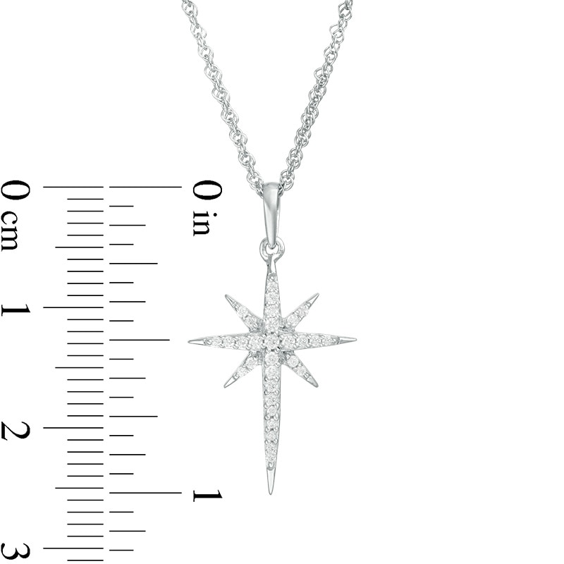Main Image 3 of 1/8 CT. T.W. Diamond Eight-Point Star Pendant in 10K White Gold