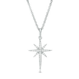 1/8 CT. T.W. Diamond Eight-Point Star Pendant in 10K White Gold