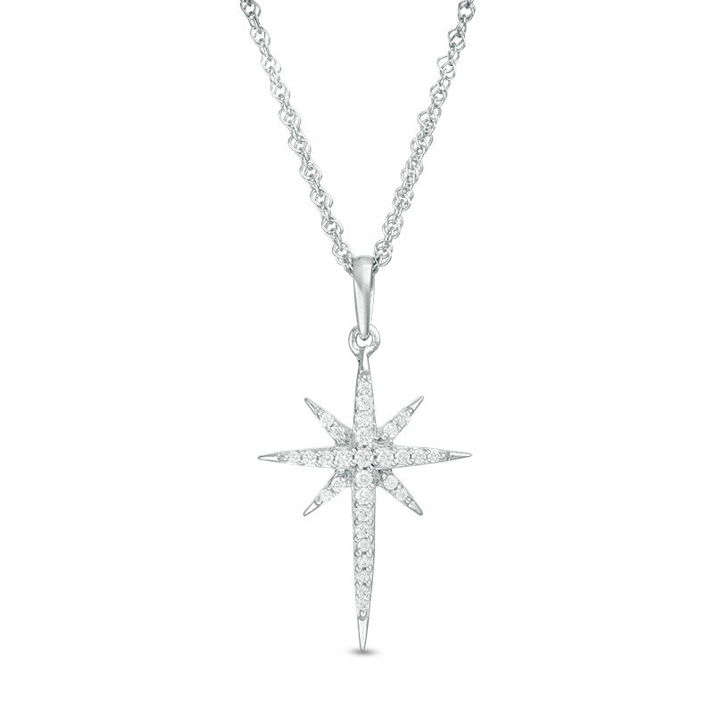 Zales 1/8 CT. T.w. Diamond Eight-Point Star Necklace in Sterling Silver |  Westland Mall