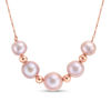 Thumbnail Image 0 of IMPERIAL® 7.0-10.0mm Pink Cultured Freshwater Pearl and Bead Graduated Five Stone Necklace in 14K Rose Gold