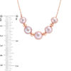 Thumbnail Image 1 of IMPERIAL® 7.0-10.0mm Pink Freshwater Cultured Pearl and Bead Graduated Five Stone Necklace in 14K Rose Gold