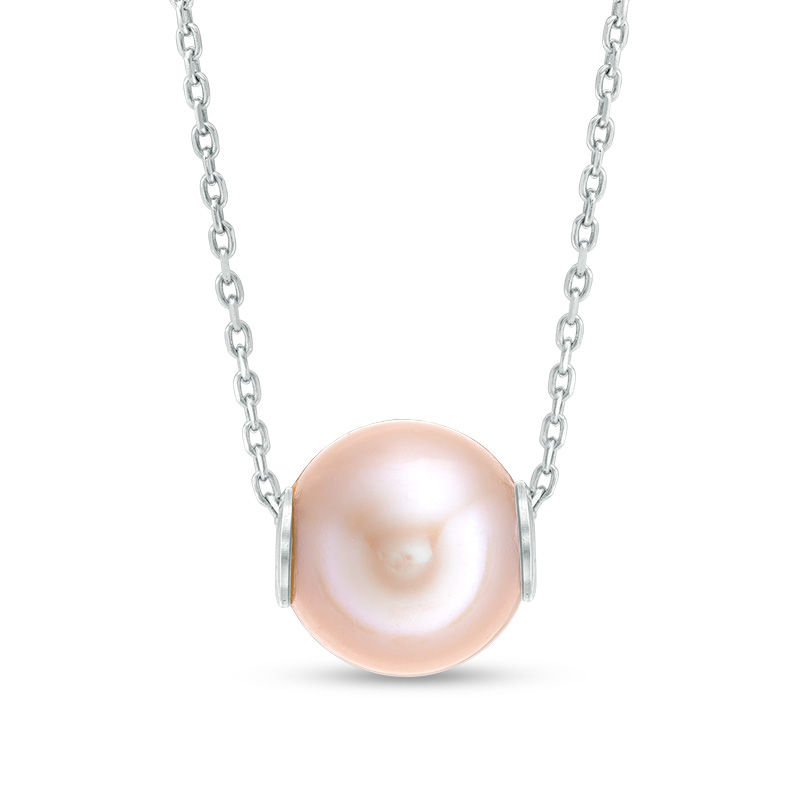 Main Image 1 of IMPERIAL® 9.0-10.0mm Pink Freshwater Cultured Pearl Threaded Necklace in Sterling Silver-20"